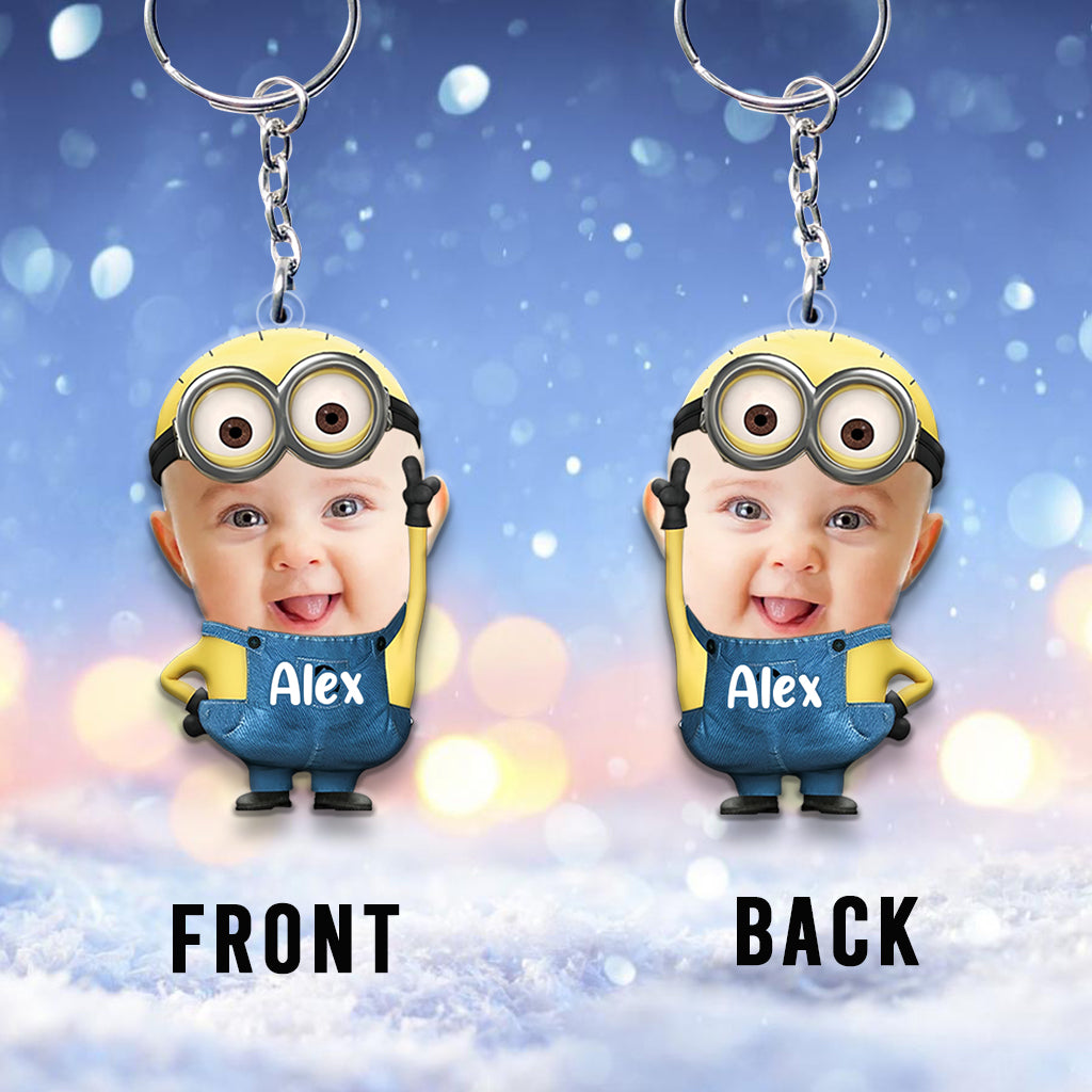 Upload Photo Custom Face Cute Baby - Personalized Grandma Custom Shaped Keychain