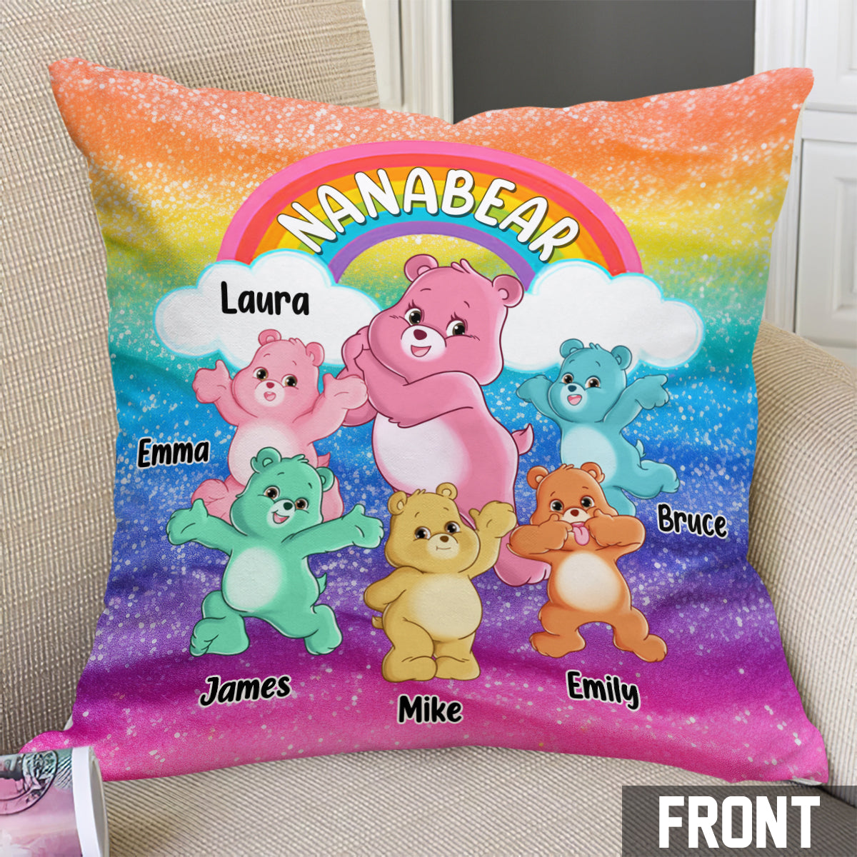 Grandmabear/Nanabear/Mamabear - Personalized Grandma Throw Pillow