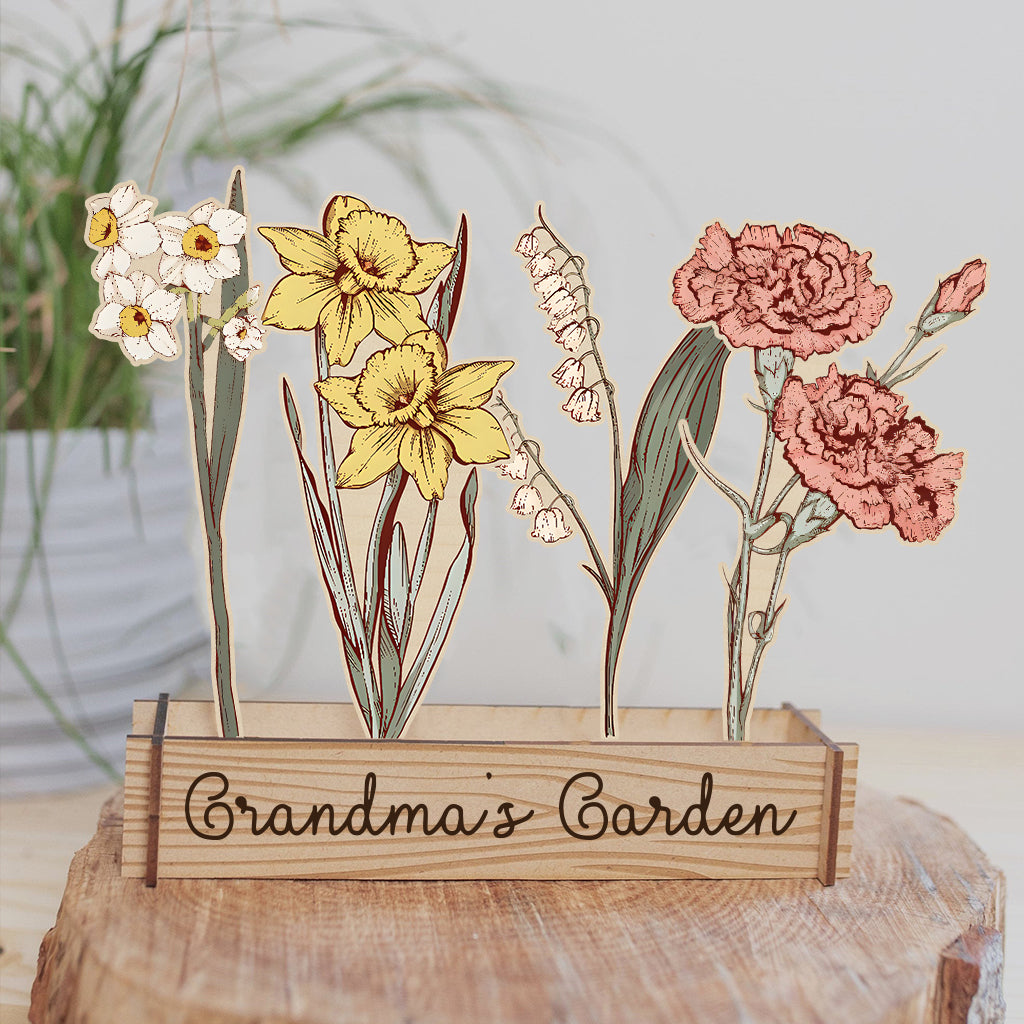 Wooden Birth Flower - Personalized Mother Wooden Birth Flower