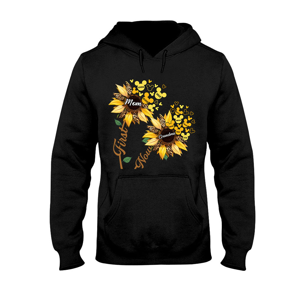 First Mom Now Grandma Sunflower Mouse Ears - Personalized Grandma T-shirt And Hoodie