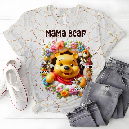 Mama Bear With Bees - Personalized Mother All Over Shirt