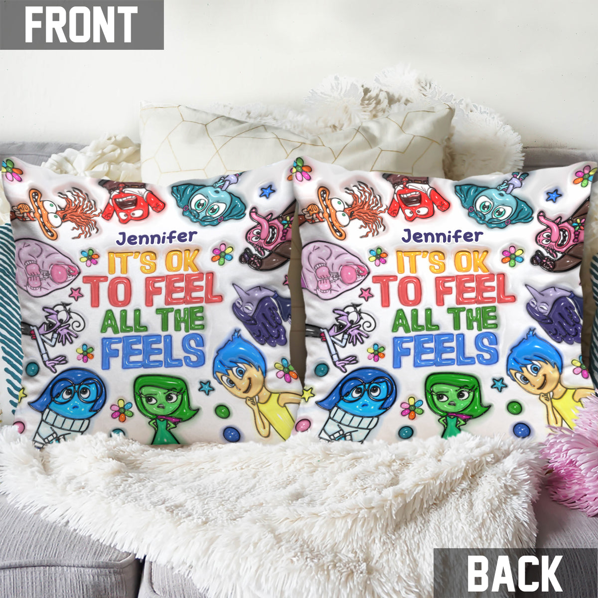 It's Ok To Feel All The Feels - Personalized Throw Pillow
