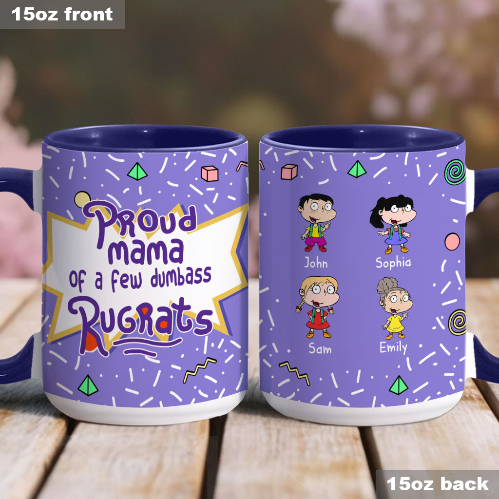 Proud Mama Of A Few Kids - Personalized 90's Cartoon Accent Mug