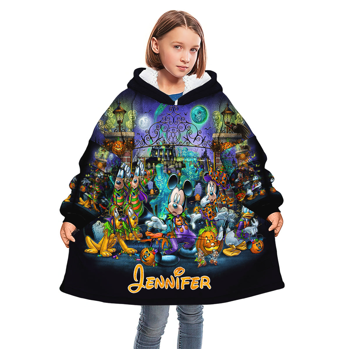 Happy Haunts Room For More - Personalized Mouse Blanket Hoodie