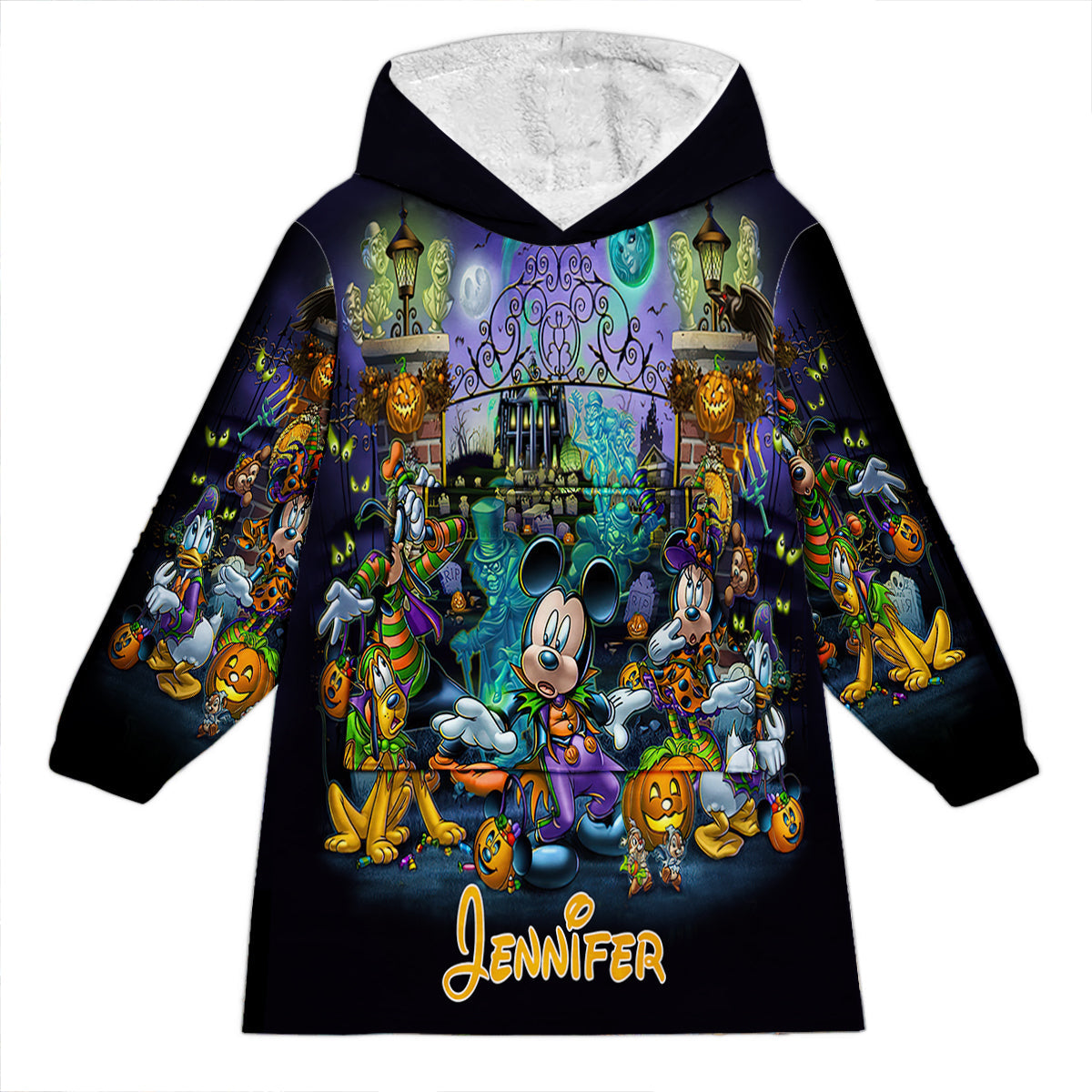 Happy Haunts Room For More - Personalized Mouse Blanket Hoodie