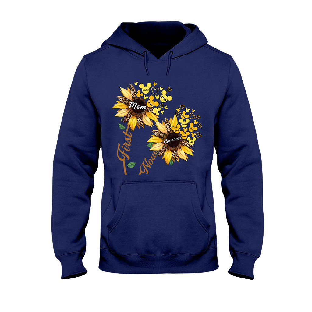 First Mom Now Grandma Sunflower Mouse Ears - Personalized Grandma T-shirt And Hoodie