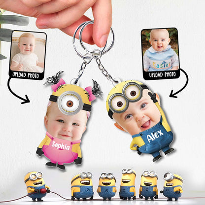 Upload Photo Custom Face Cute Baby - Personalized Grandma Custom Shaped Keychain