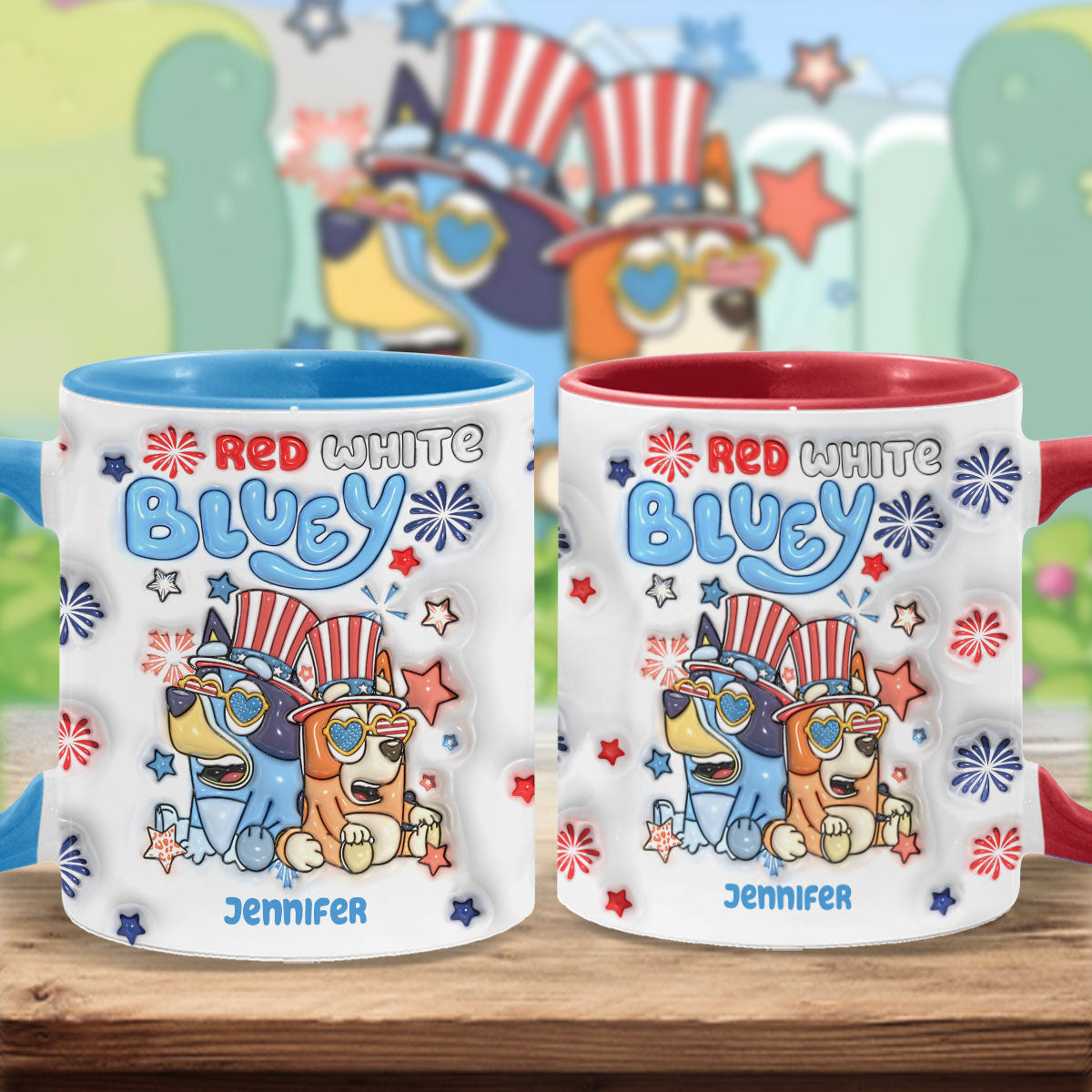 Red White Blue Cool Dog - Personalized Accent Mug