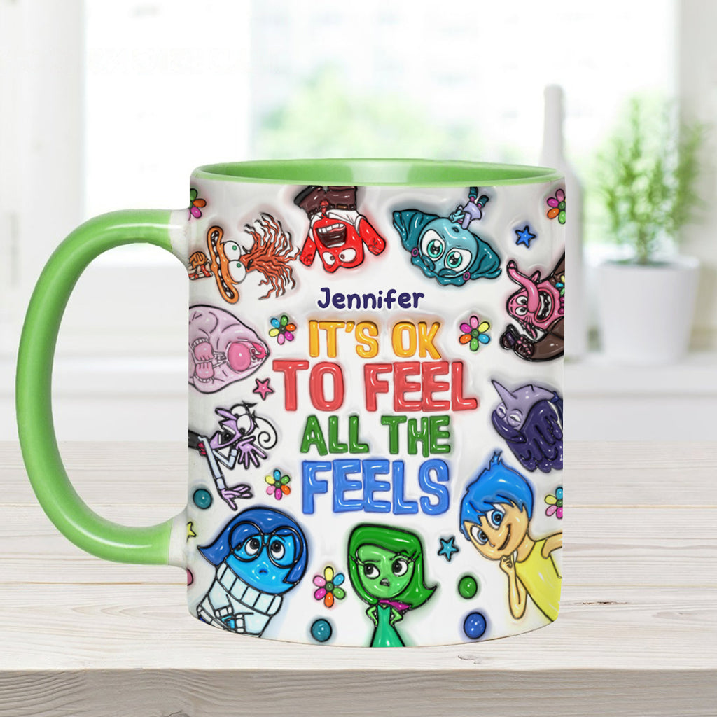 It's Ok To Feel All The Feels - Personalized Accent Mug
