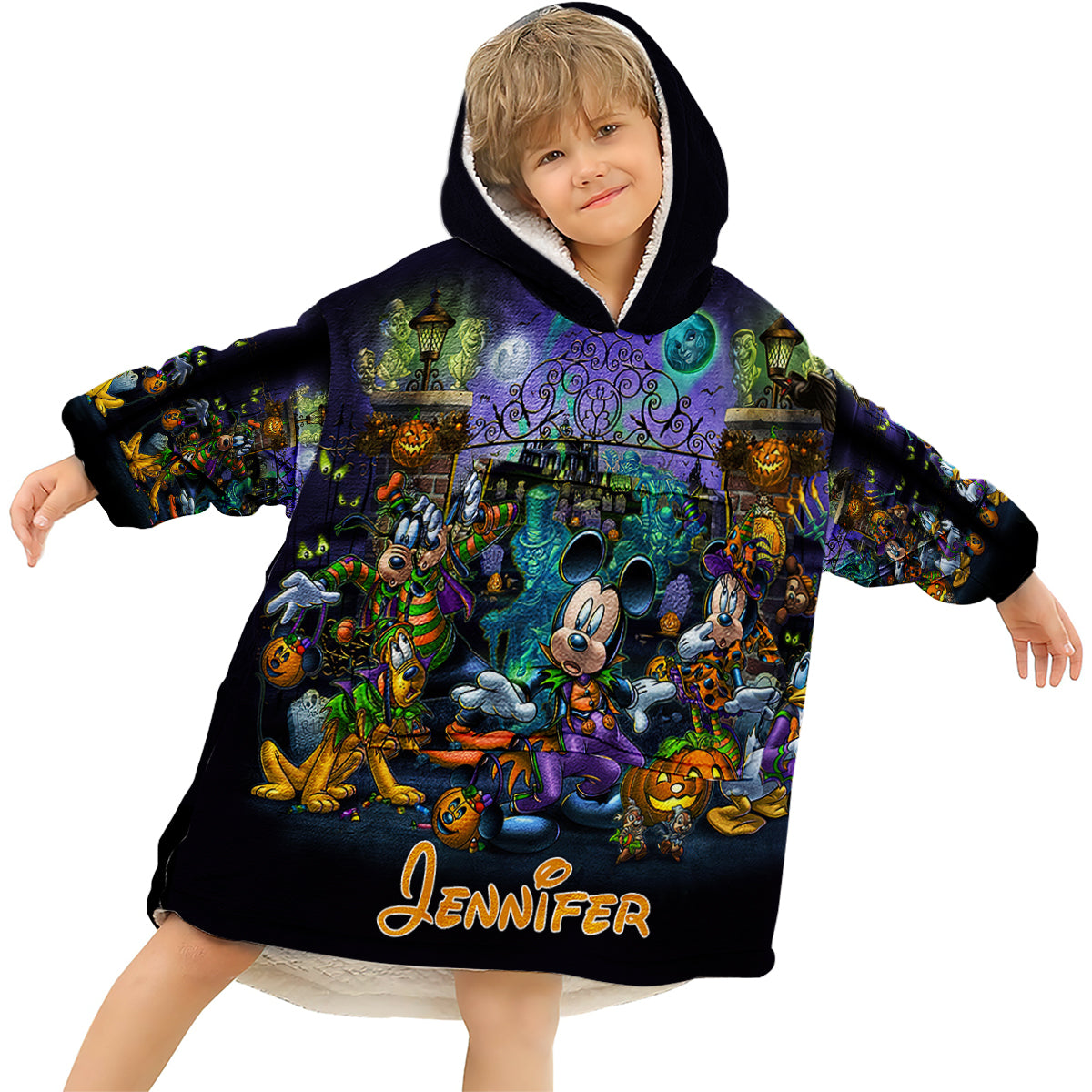 Happy Haunts Room For More - Personalized Mouse Blanket Hoodie