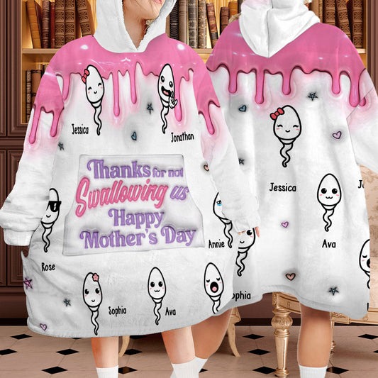 Thanks You Mom - Personalized Mother Blanket Hoodie