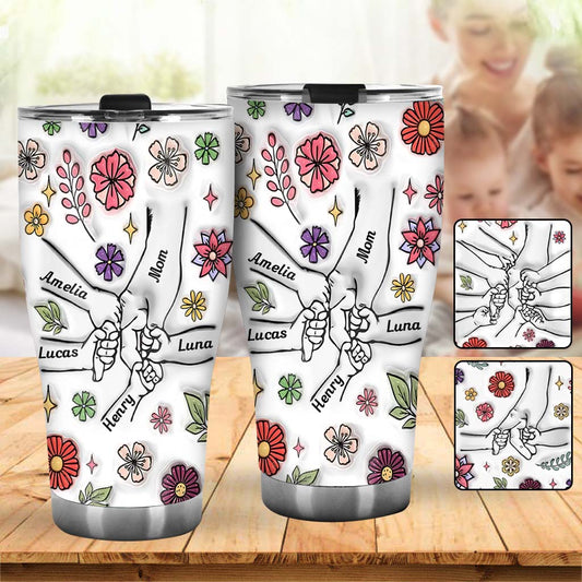 Spring Flower Holding Hands Nana Mom - Personalized Mother Tumbler