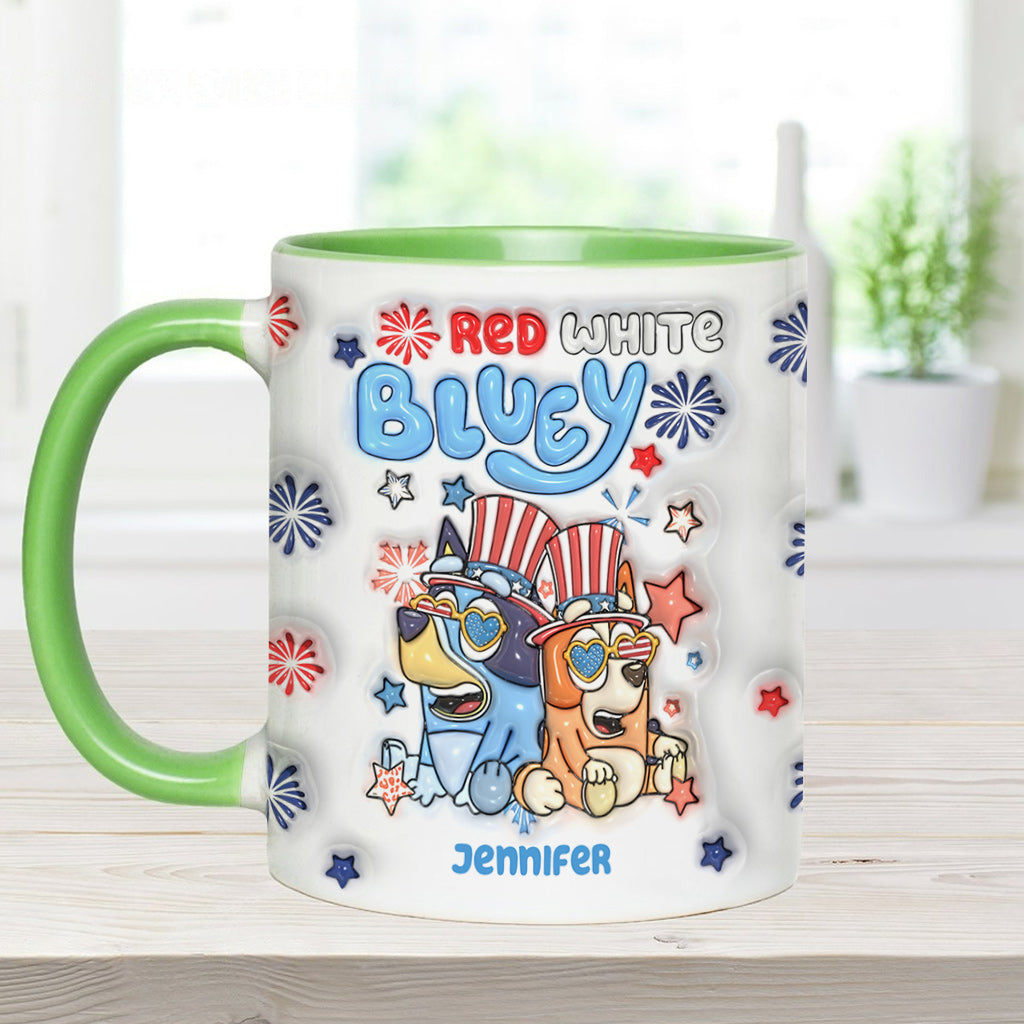 Red White Blue Cool Dog - Personalized Accent Mug