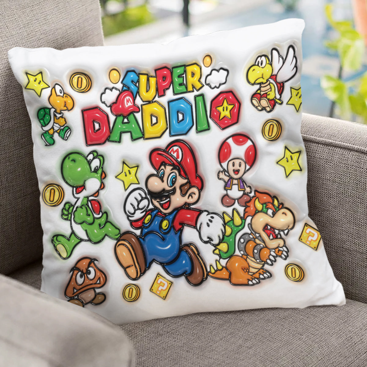 Super Daddio - Personalized Super Plumber Throw Pillow
