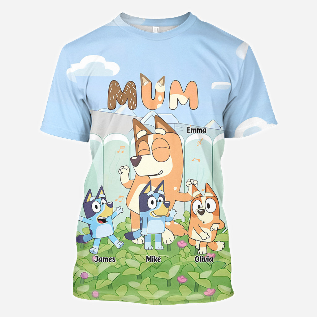 Cool Mum Cool Dad Cute Blue Dog - Personalized Mother All Over Shirt