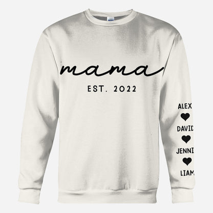 Mama Est. Kids Children Names On Sleeves - Personalized Mother All Over Shirt