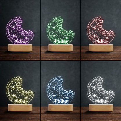 We Love You To The Moon And Back - Personalized Mother Shaped Plaque Light Base