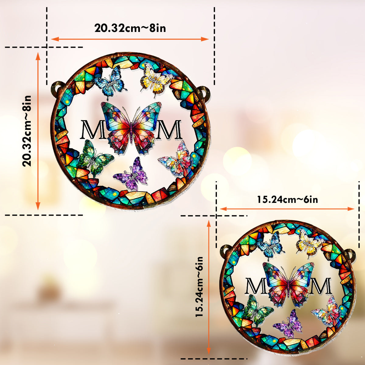 Butterfly Stainglass Mother - Personalized Mother Window Hanging Suncatcher Ornament