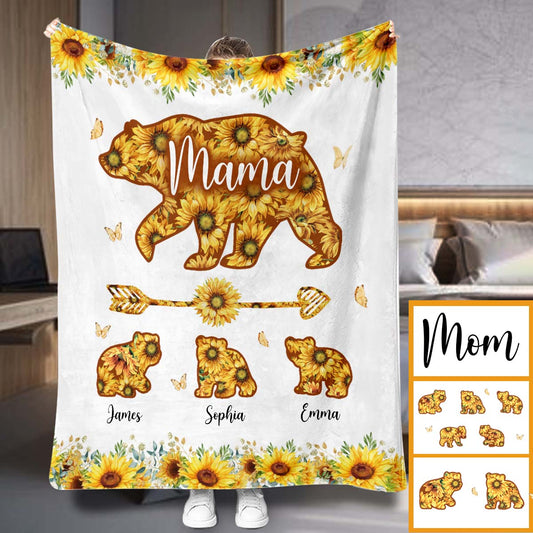 Mama Bear Sunflower - Personalized Mother Blanket