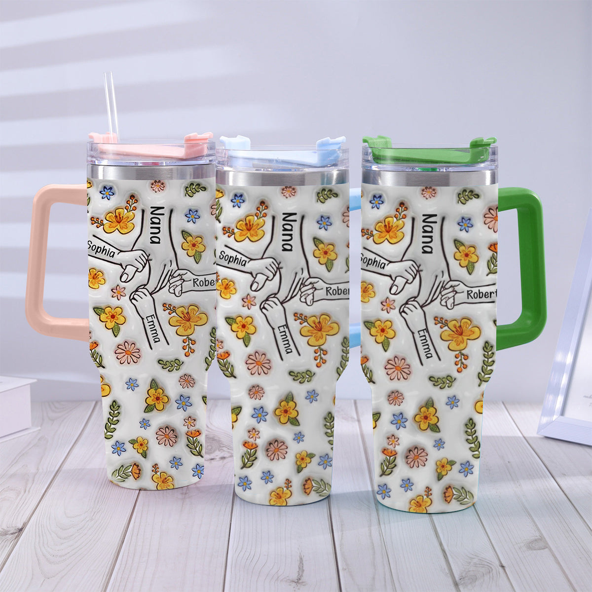 You Hold Our Hand - Personalized Mother Tumbler With Handle