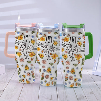 You Hold Our Hand - Personalized Mother Tumbler With Handle