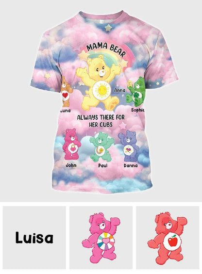 Mama Bear Always There Colorful Rainbow - Personalized Mother All Over Shirt