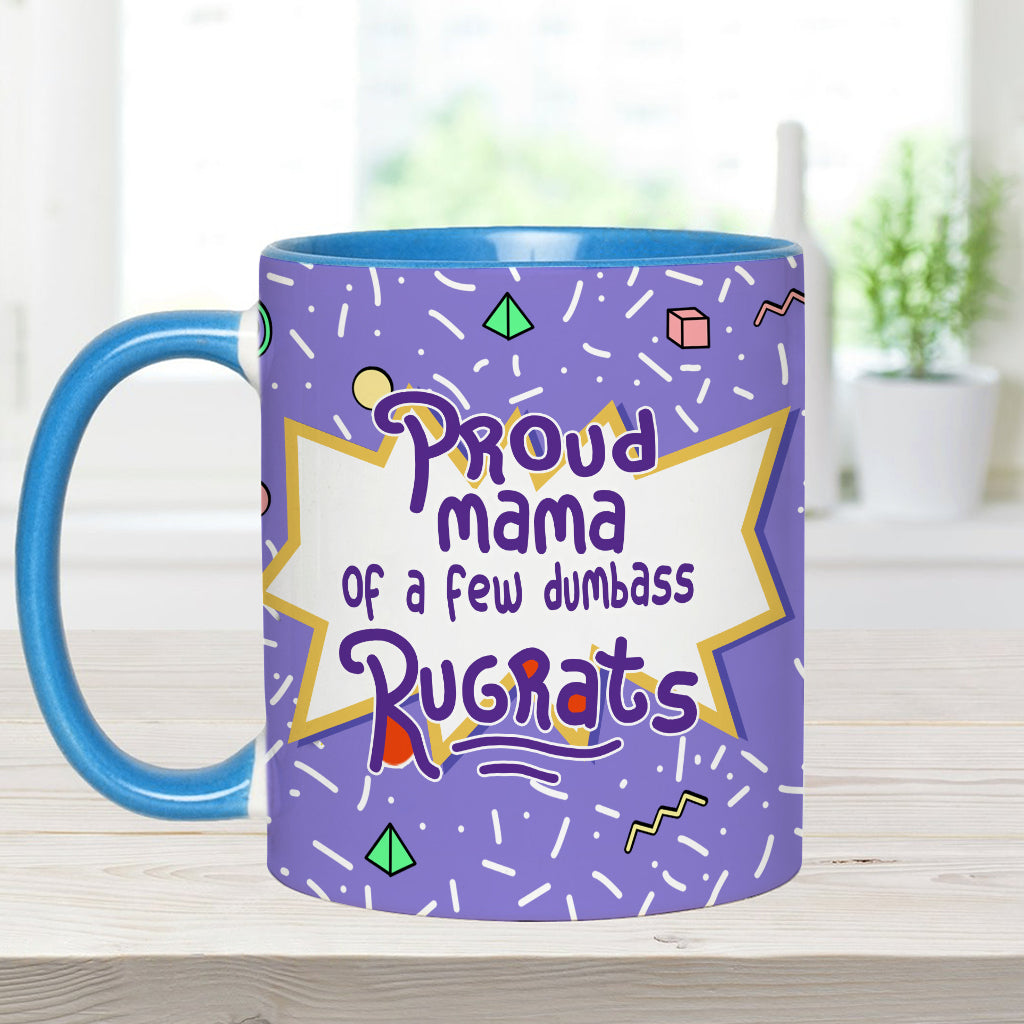 Proud Mama Of A Few Kids - Personalized 90's Cartoon Accent Mug