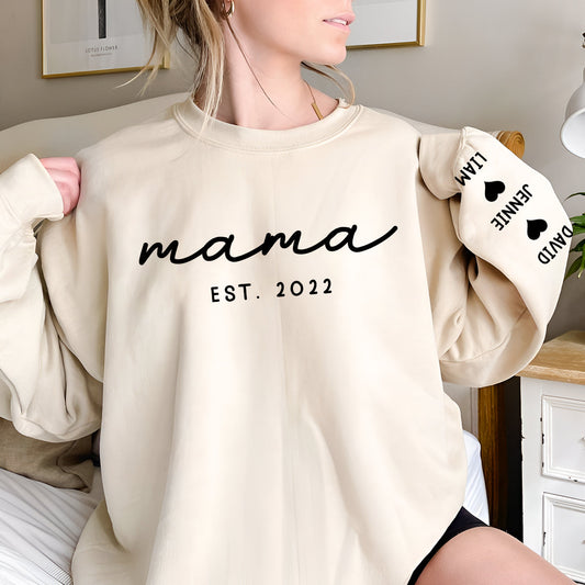 Mama Est. Kids Children Names On Sleeves - Personalized Mother All Over Shirt