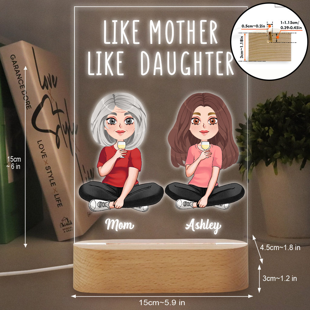 Like Mother Like Daughter - Personalized Mother Shaped Plaque Light Base