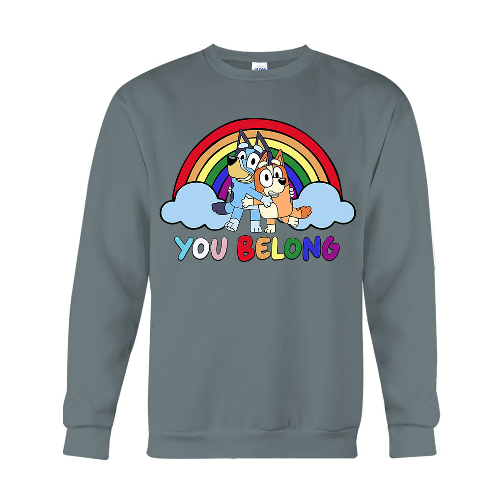 You Belong Cool Blue Dog Pride - LGBT Support T-shirt And Hoodie