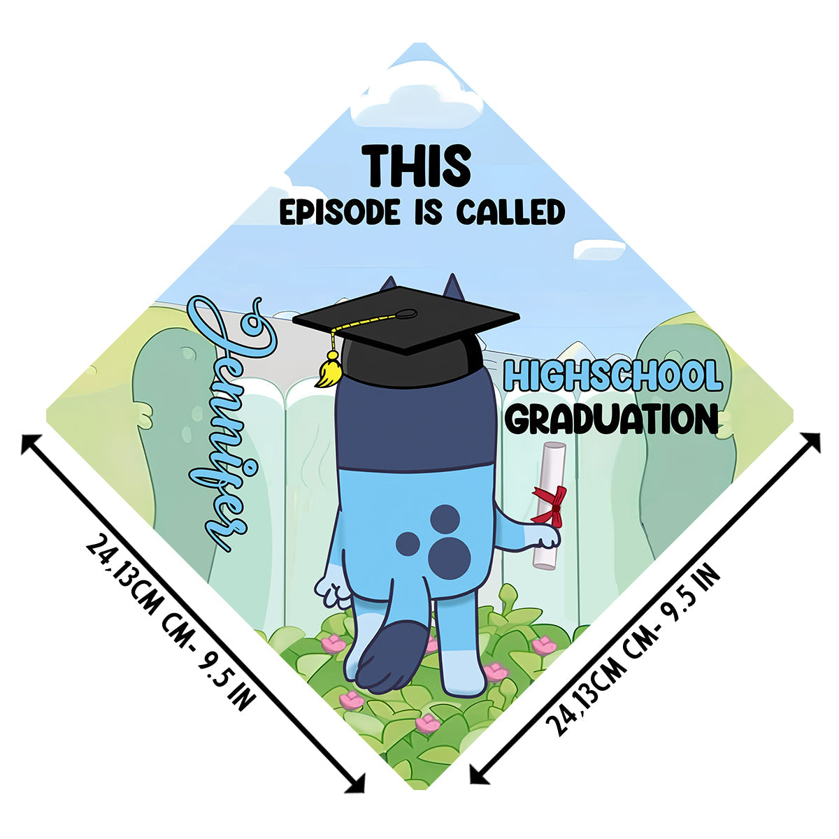 This Episode Is Called Cool Blue Dog - Personalized Graduation Cap Topper