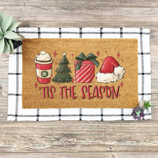 Tis The Season Doormat, Christmas Doormat, Happy Holidays Doormat Christmas Doormat 0924