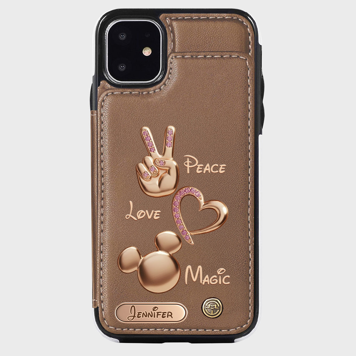 Peace Love Magic - Personalized Mouse Wallet Phone Case