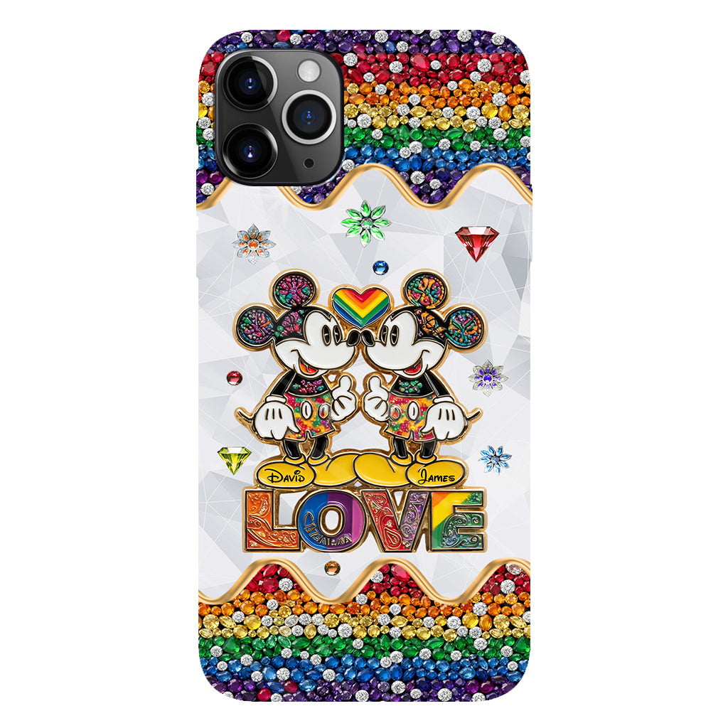 Rainbow Mouse Couple Love - Personalized LGBT Support Full Print Phone Case