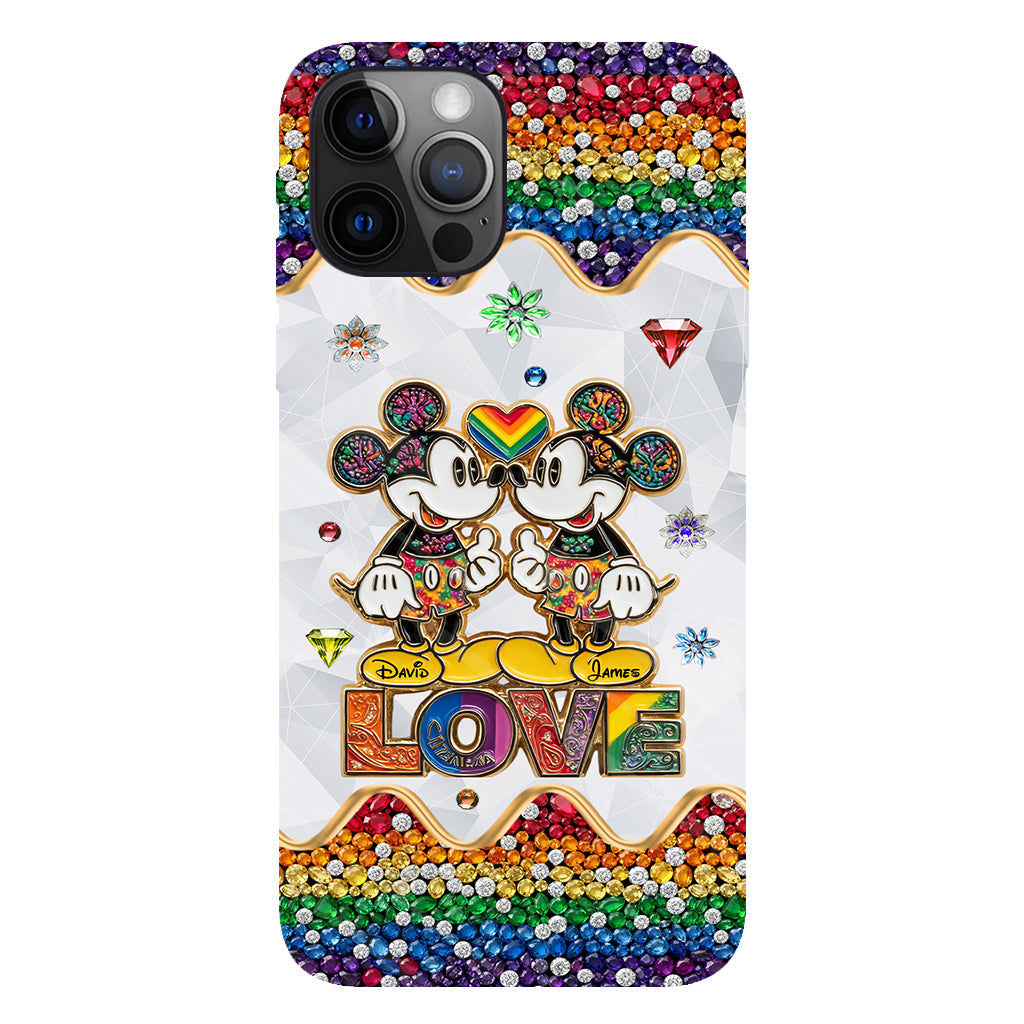 Rainbow Mouse Couple Love - Personalized LGBT Support Full Print Phone Case
