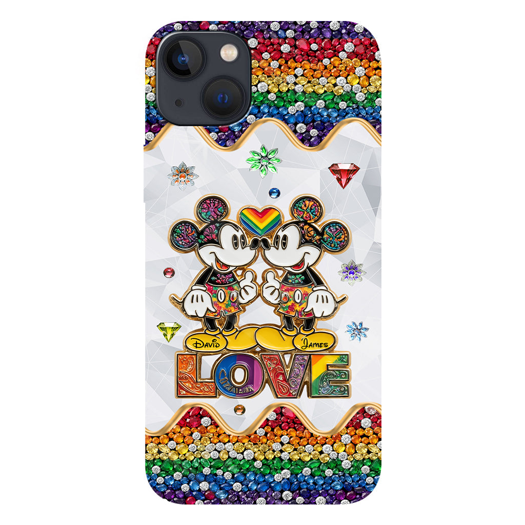Rainbow Mouse Couple Love - Personalized LGBT Support Full Print Phone Case