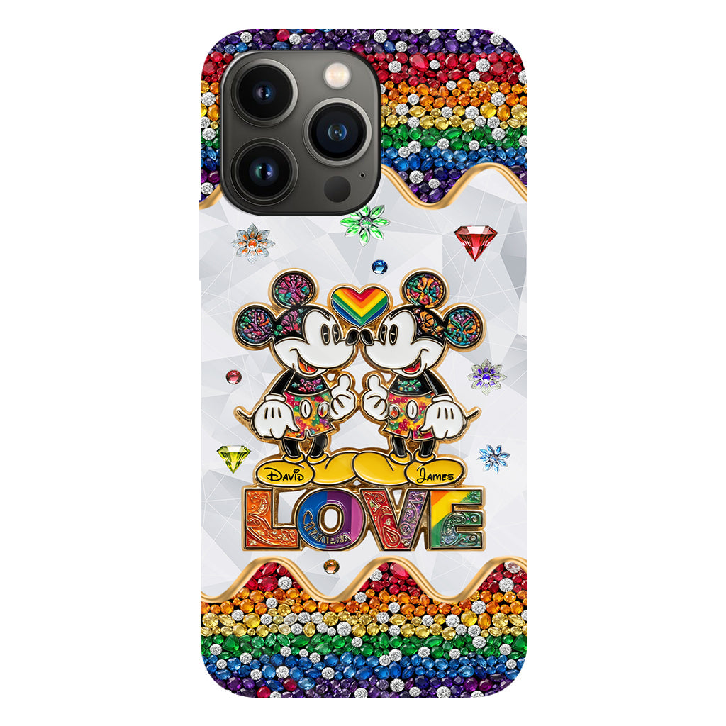 Rainbow Mouse Couple Love - Personalized LGBT Support Full Print Phone Case