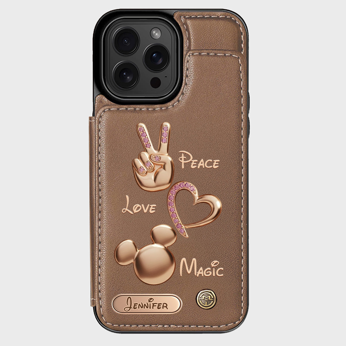Peace Love Magic - Personalized Mouse Wallet Phone Case