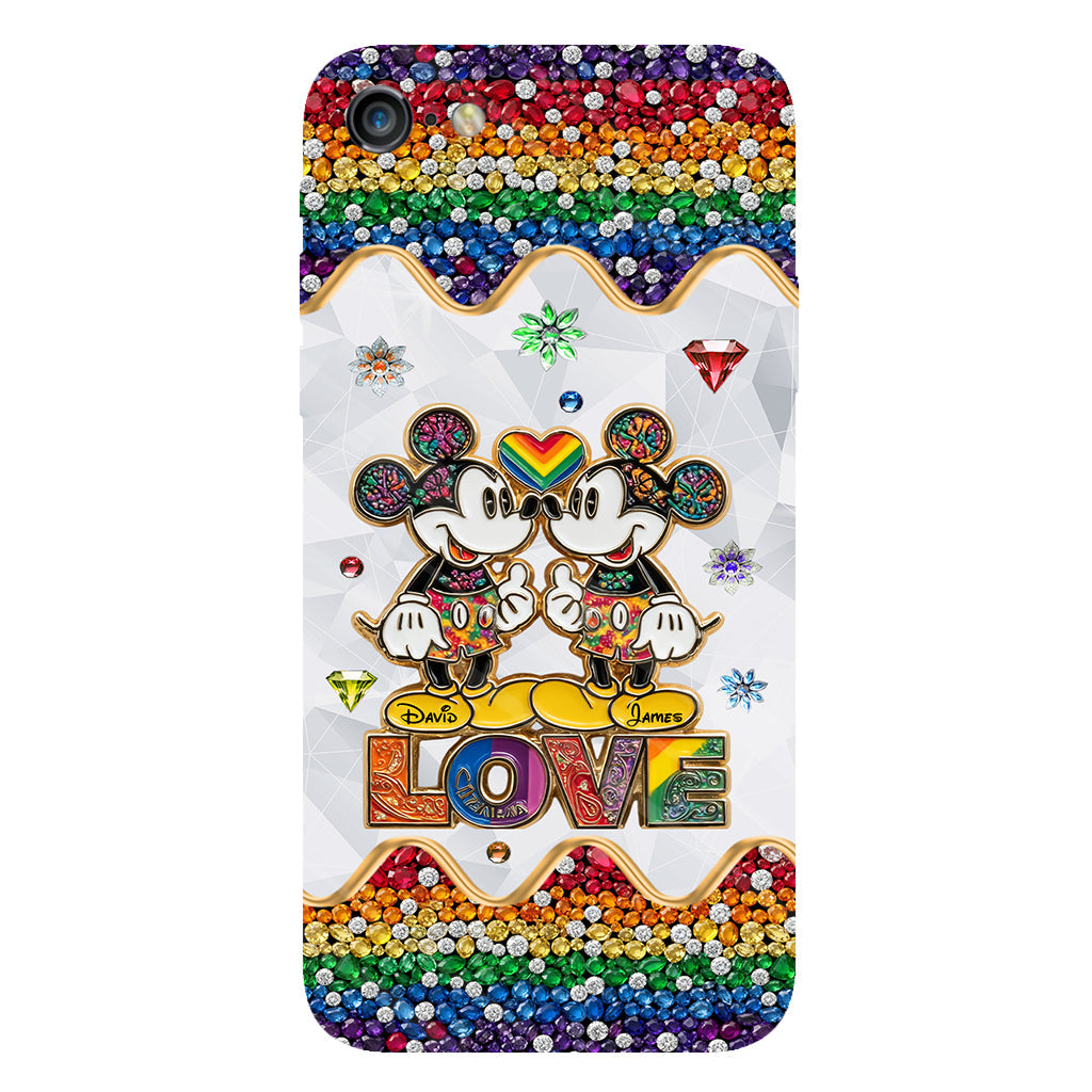 Rainbow Mouse Couple Love - Personalized LGBT Support Full Print Phone Case