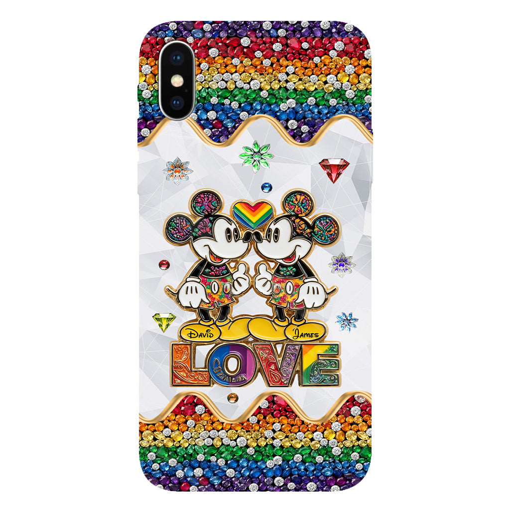 Rainbow Mouse Couple Love - Personalized LGBT Support Full Print Phone Case