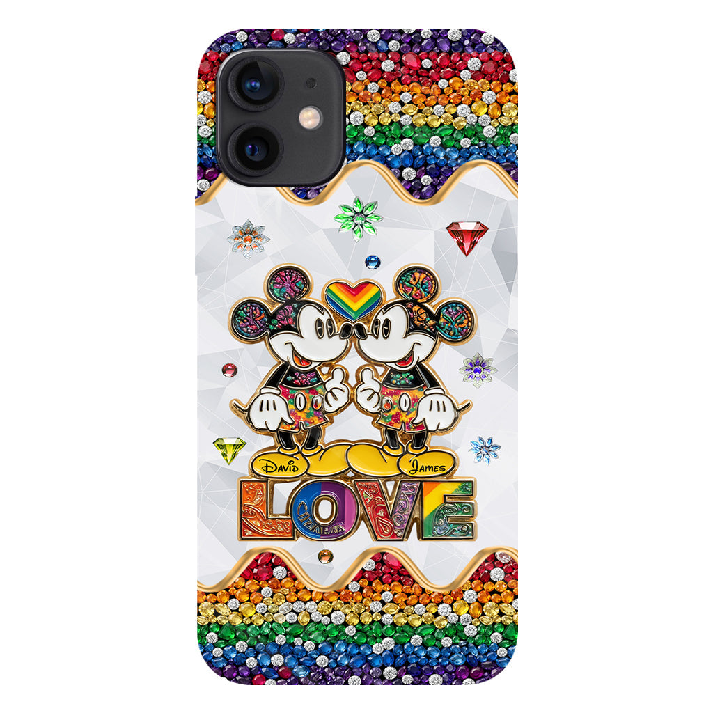 Rainbow Mouse Couple Love - Personalized LGBT Support Full Print Phone Case
