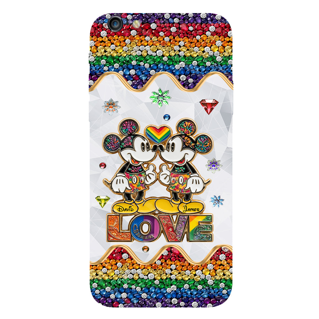 Rainbow Mouse Couple Love - Personalized LGBT Support Full Print Phone Case