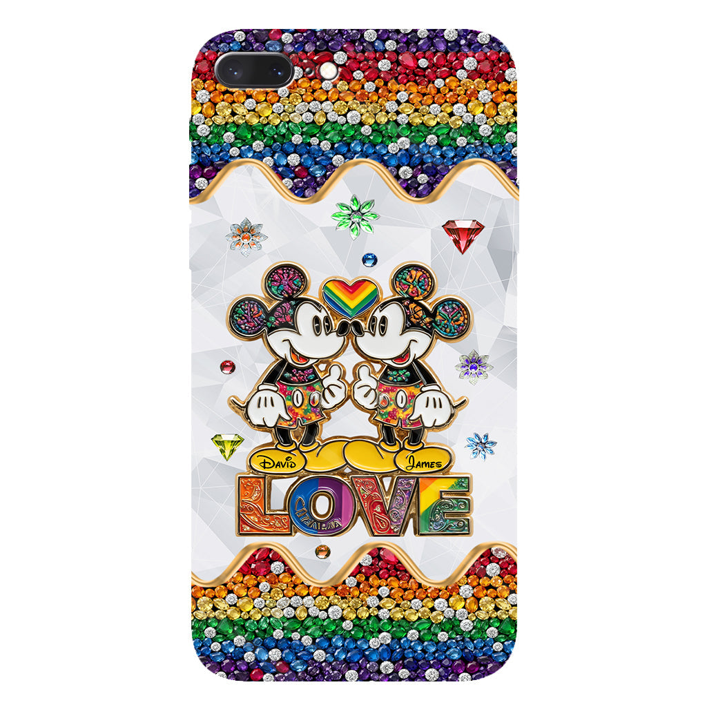 Rainbow Mouse Couple Love - Personalized LGBT Support Full Print Phone Case
