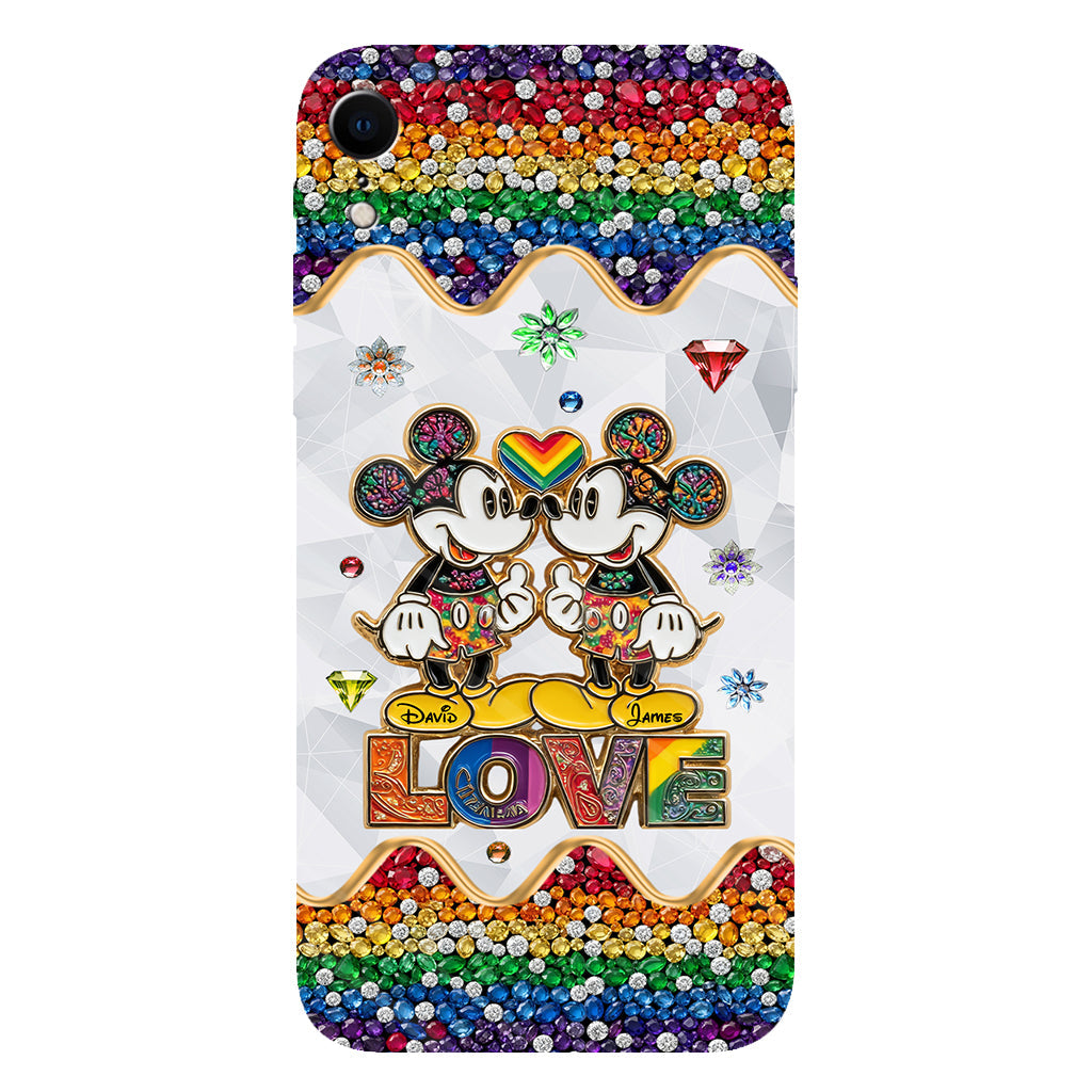 Rainbow Mouse Couple Love - Personalized LGBT Support Full Print Phone Case