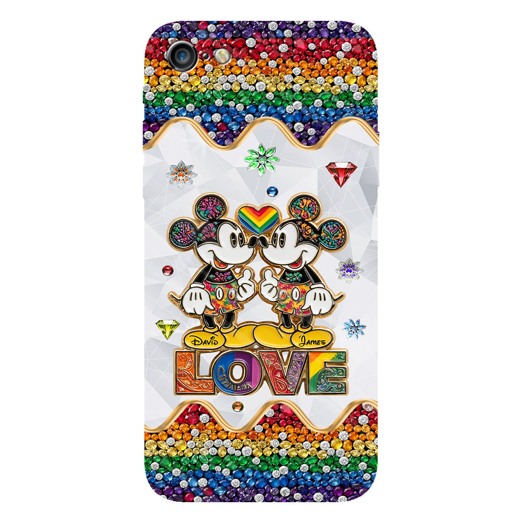 Rainbow Mouse Couple Love - Personalized LGBT Support Full Print Phone Case
