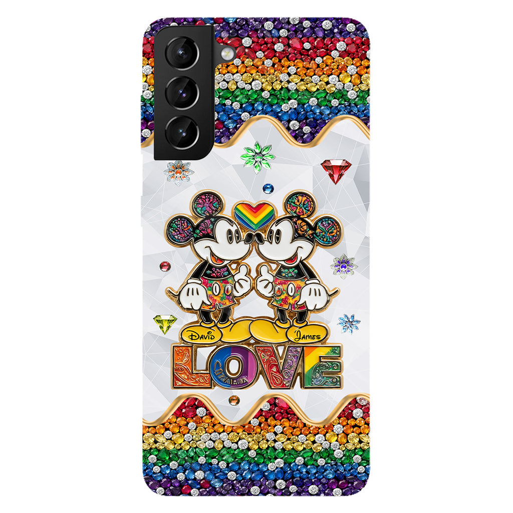 Rainbow Mouse Couple Love - Personalized LGBT Support Full Print Phone Case