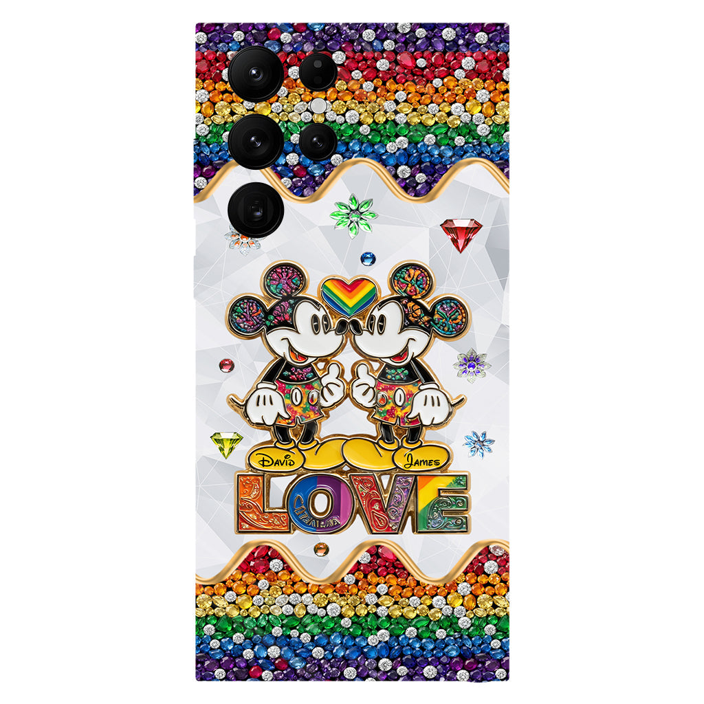 Rainbow Mouse Couple Love - Personalized LGBT Support Full Print Phone Case