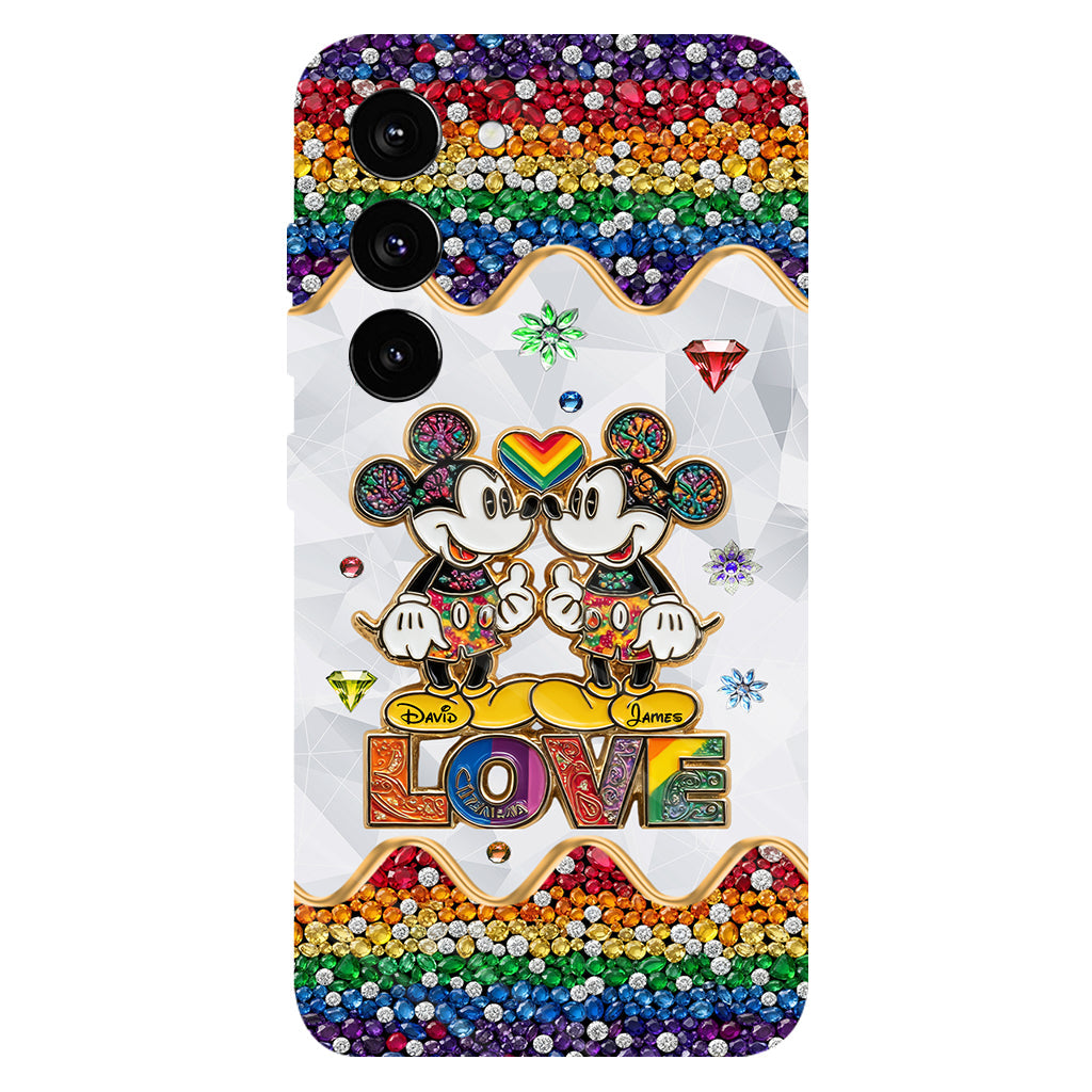 Rainbow Mouse Couple Love - Personalized LGBT Support Full Print Phone Case