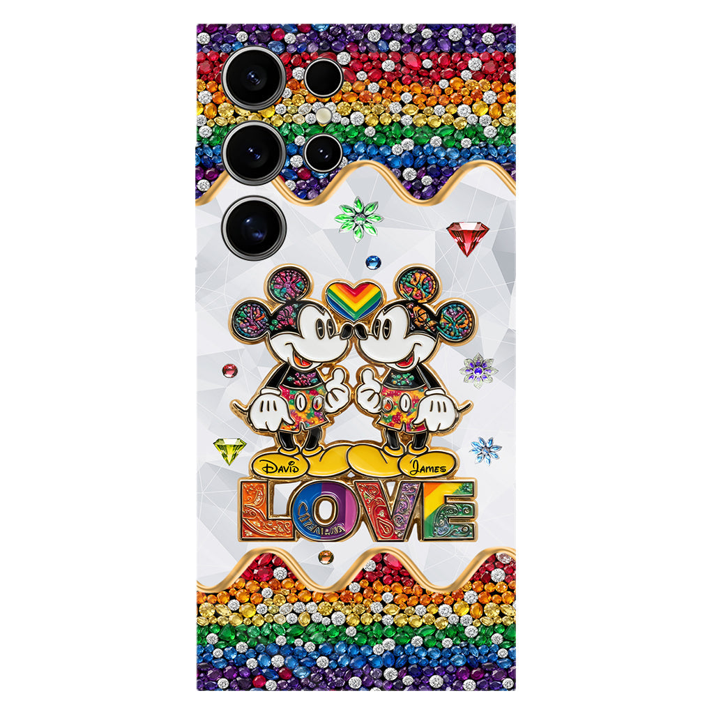 Rainbow Mouse Couple Love - Personalized LGBT Support Full Print Phone Case