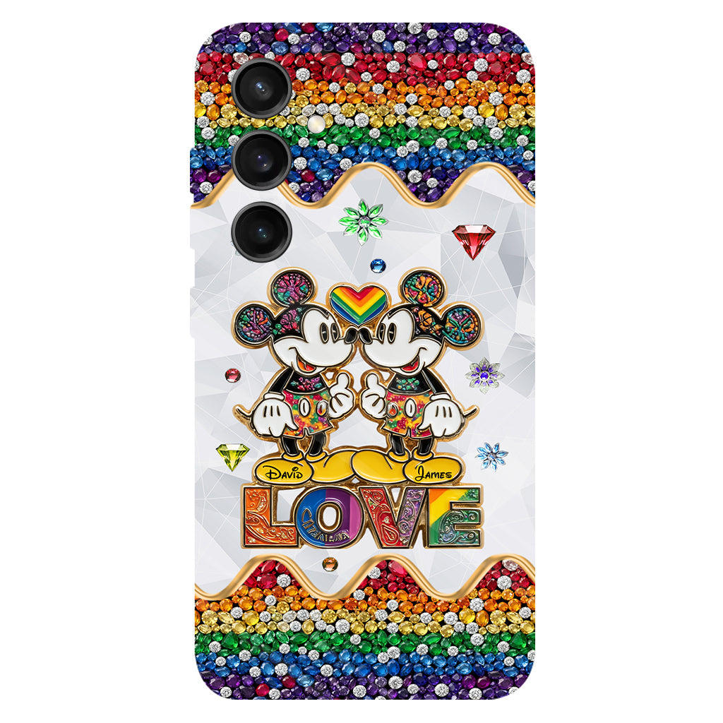 Rainbow Mouse Couple Love - Personalized LGBT Support Full Print Phone Case
